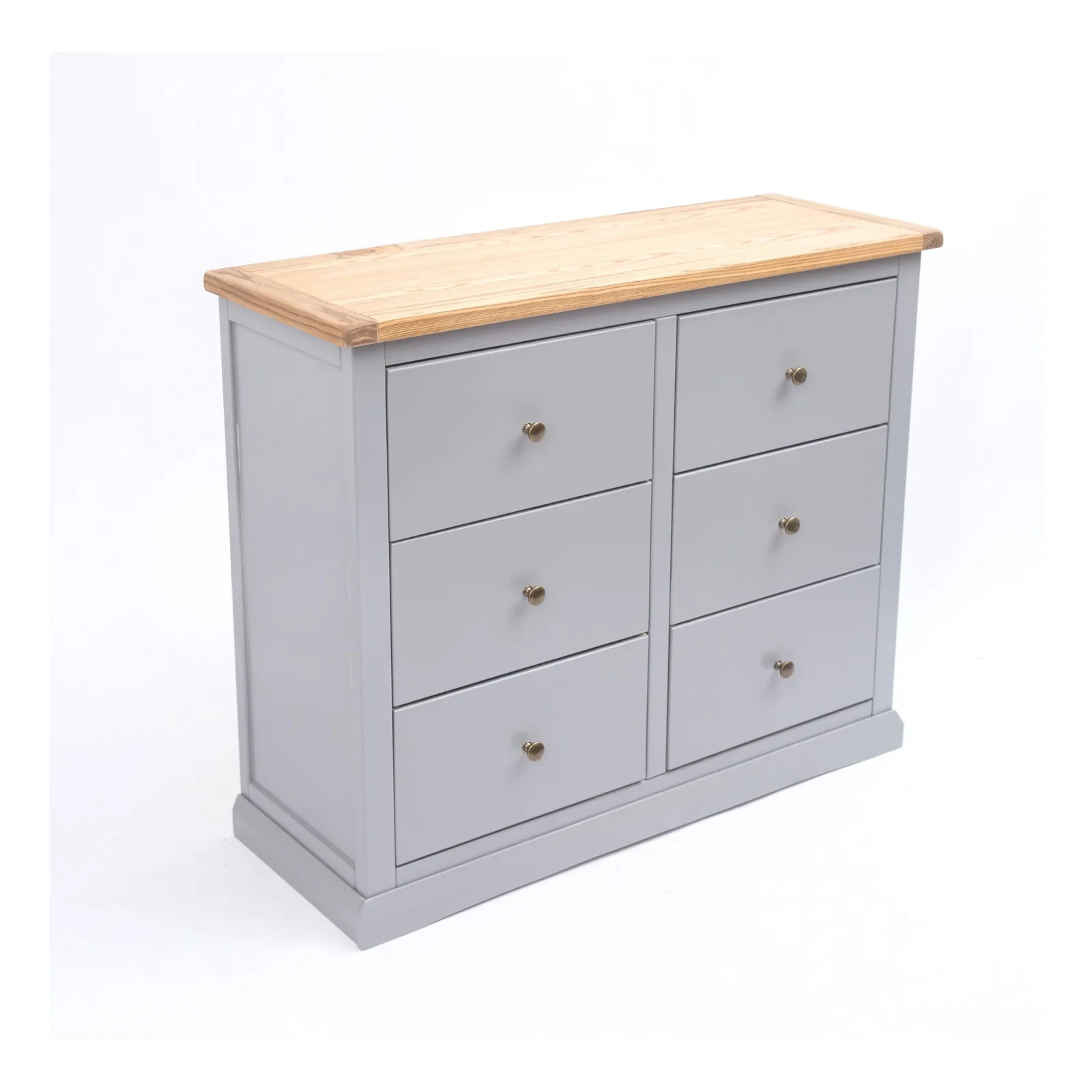 Cabinet Bits Rocca 6 Drawer Chest of Drawers Brass Knob in Grey 3
