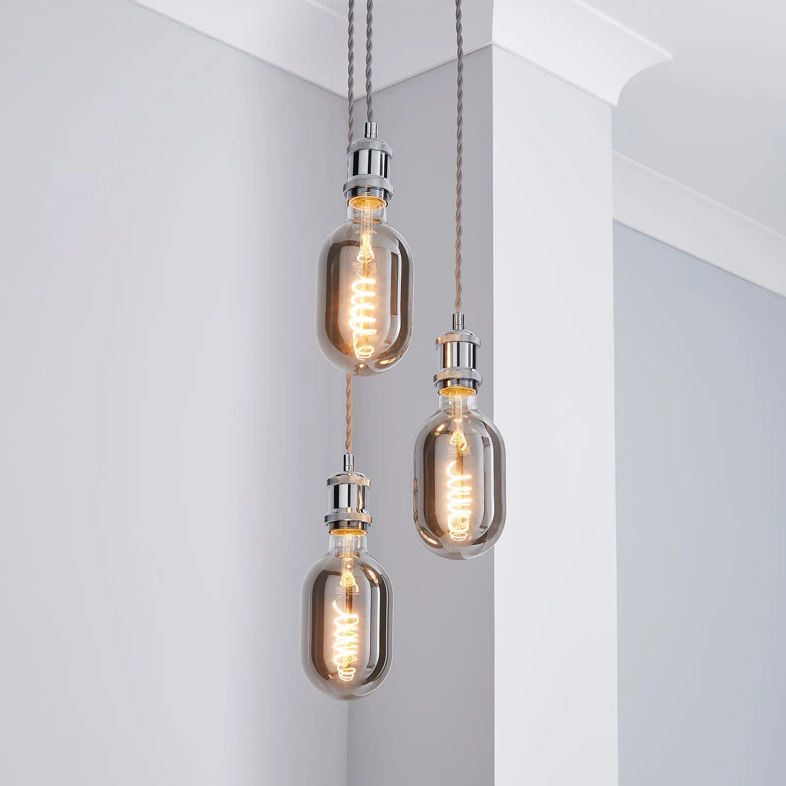 Charlie 3 Light Cluster Flex Fitting Chrome