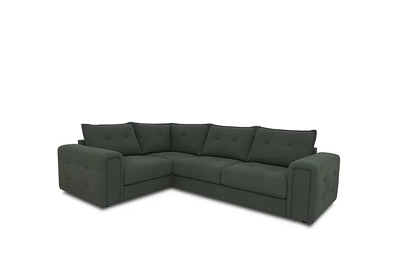 Goliath Fabric Left Hand Facing Corner Sofa with Storage Drawers - Moss Green