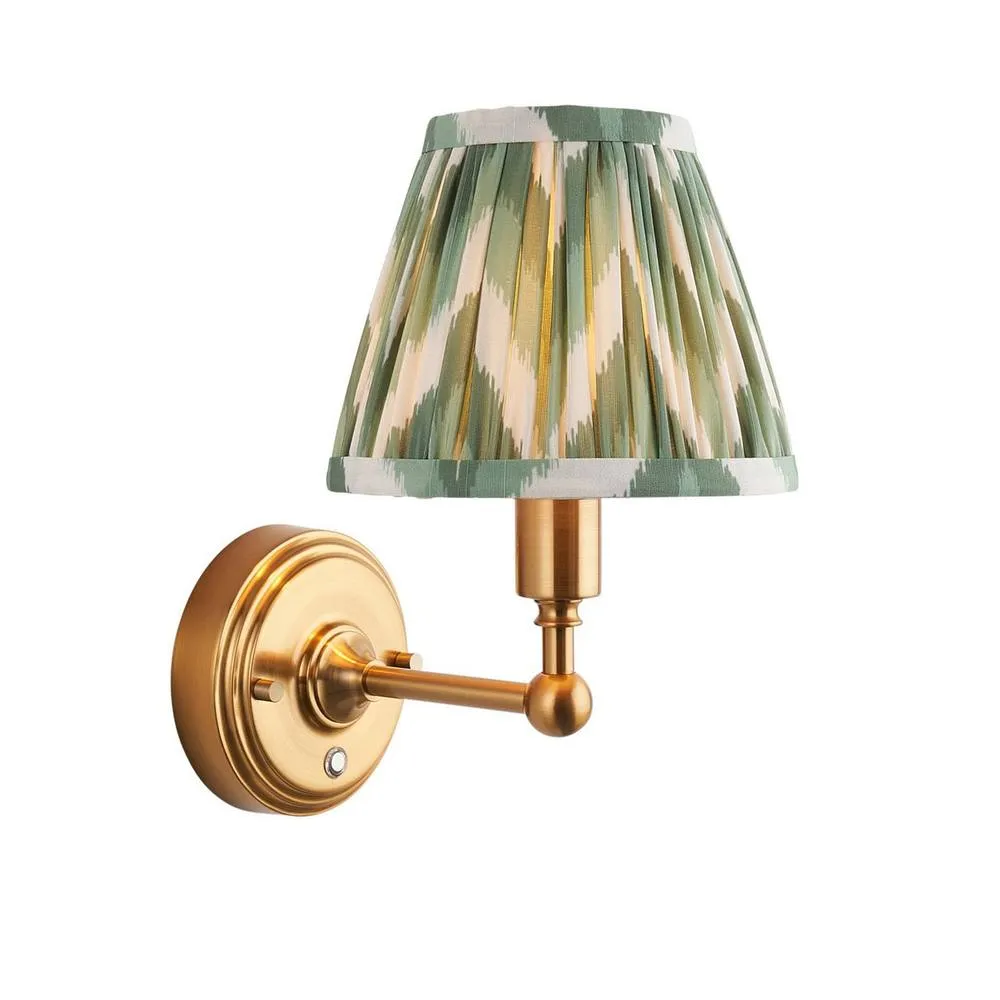 Netlighting Burley Rechargeable Wall Light Green Fabric Zigzag Shade 16cm