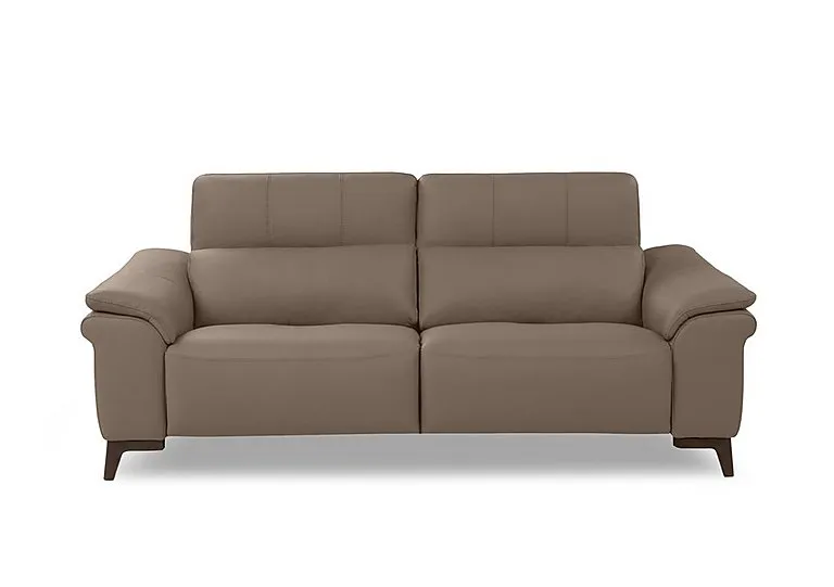 Marconi 3 Seater Leather Recliner Sofa with Headrests and Power Lumbar - Torello Taupe