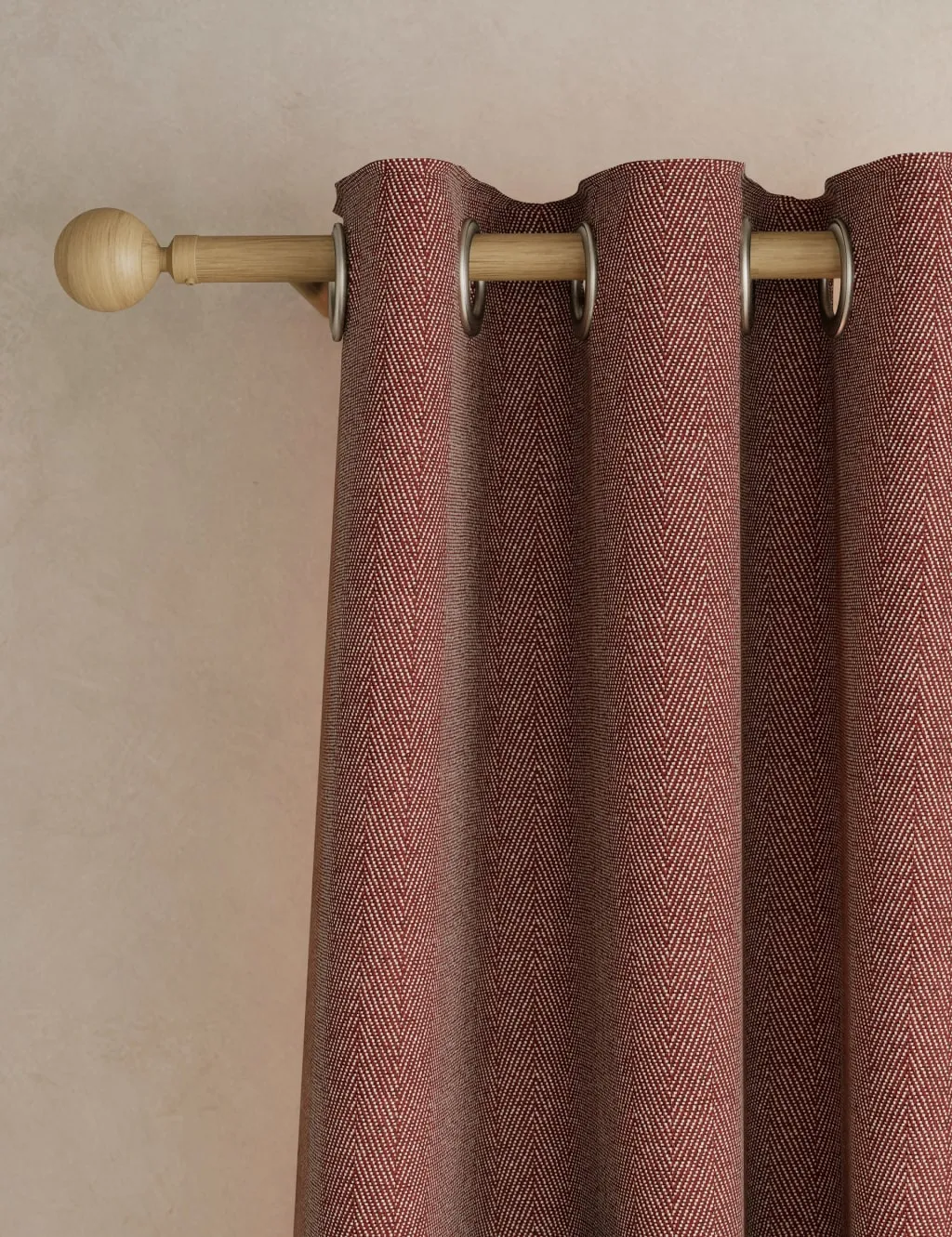 M&S Herringbone Eyelet Curtains Rust