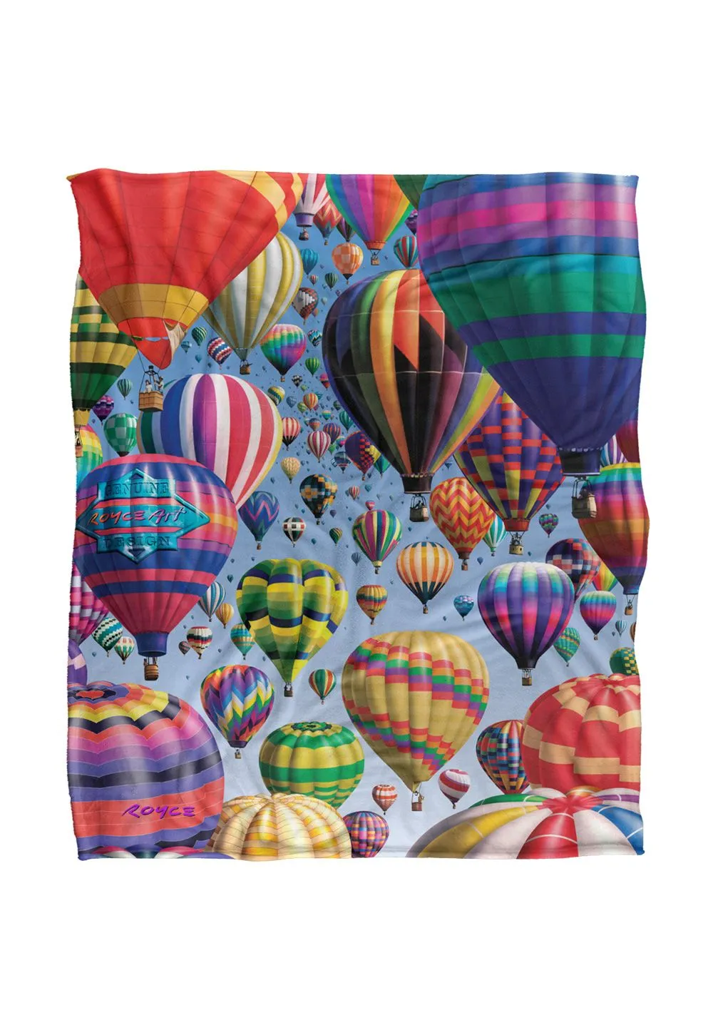 JQ Licensing Royce Mcclure Hot Air Balloon Sky Silky Touch Super Soft Throw Blanket 152 X 127 cm in White
