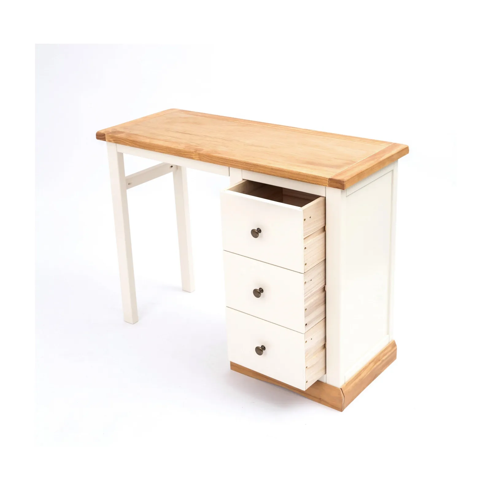 Cabinet Bits Trevi 3 Drawer Desk - Dressing Table Brass Knob in Off-White 4