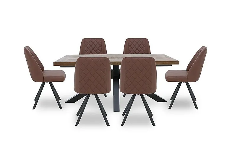 Jupiter Dining Table with Star Base and 6 Swivel Chairs