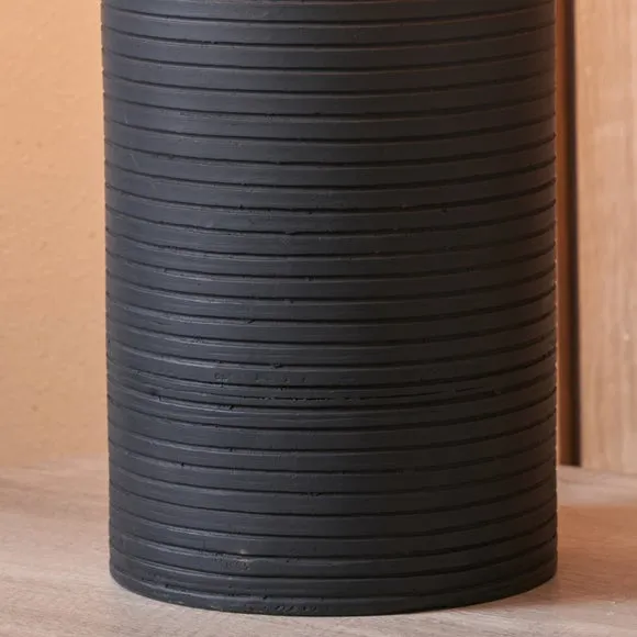 Sierra Tall Ribbed Terracotta and Linen Table Lamp 2