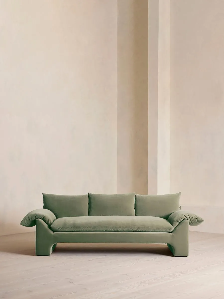 Wyatt Three Seater Sofa, Velvet, Seafoam