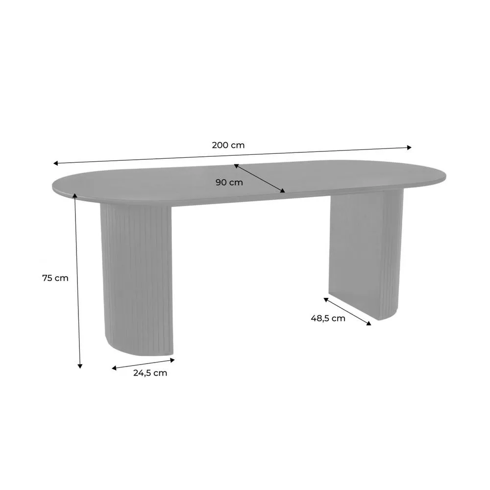 sweeek Oval dining table 200cm in rubberwood & oak veneer, seats 6-8 in Black 5