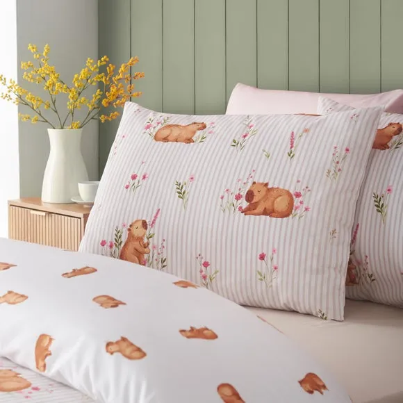 Catherine Lansfield Happy Capy(Bara) Quilt Cover & Pillowcase Set 3