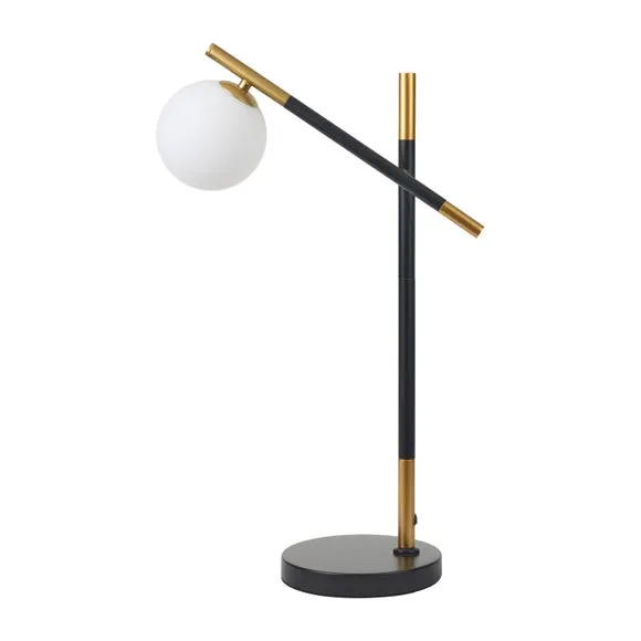Wanda White Orb and Black Metal Table Lamp 2