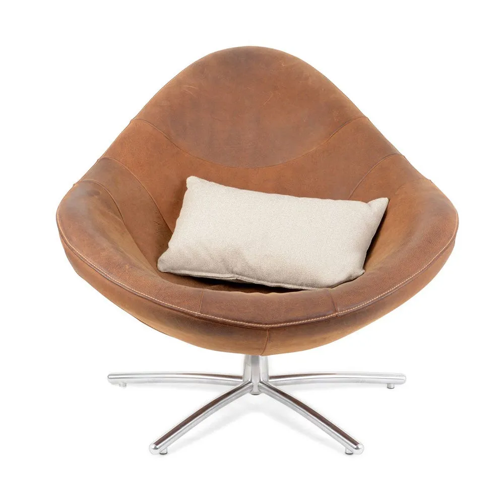 Heal's Hidde Swivel Armchair in Brown Yak Leather 2