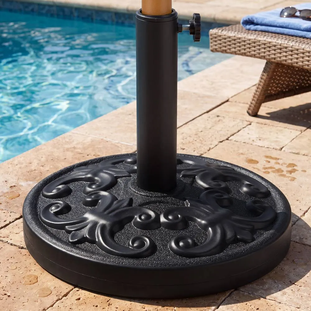 Costway Concrete Patio Umbrella Base Round Umbrella Stand for 38mm-48mm Pole in Black