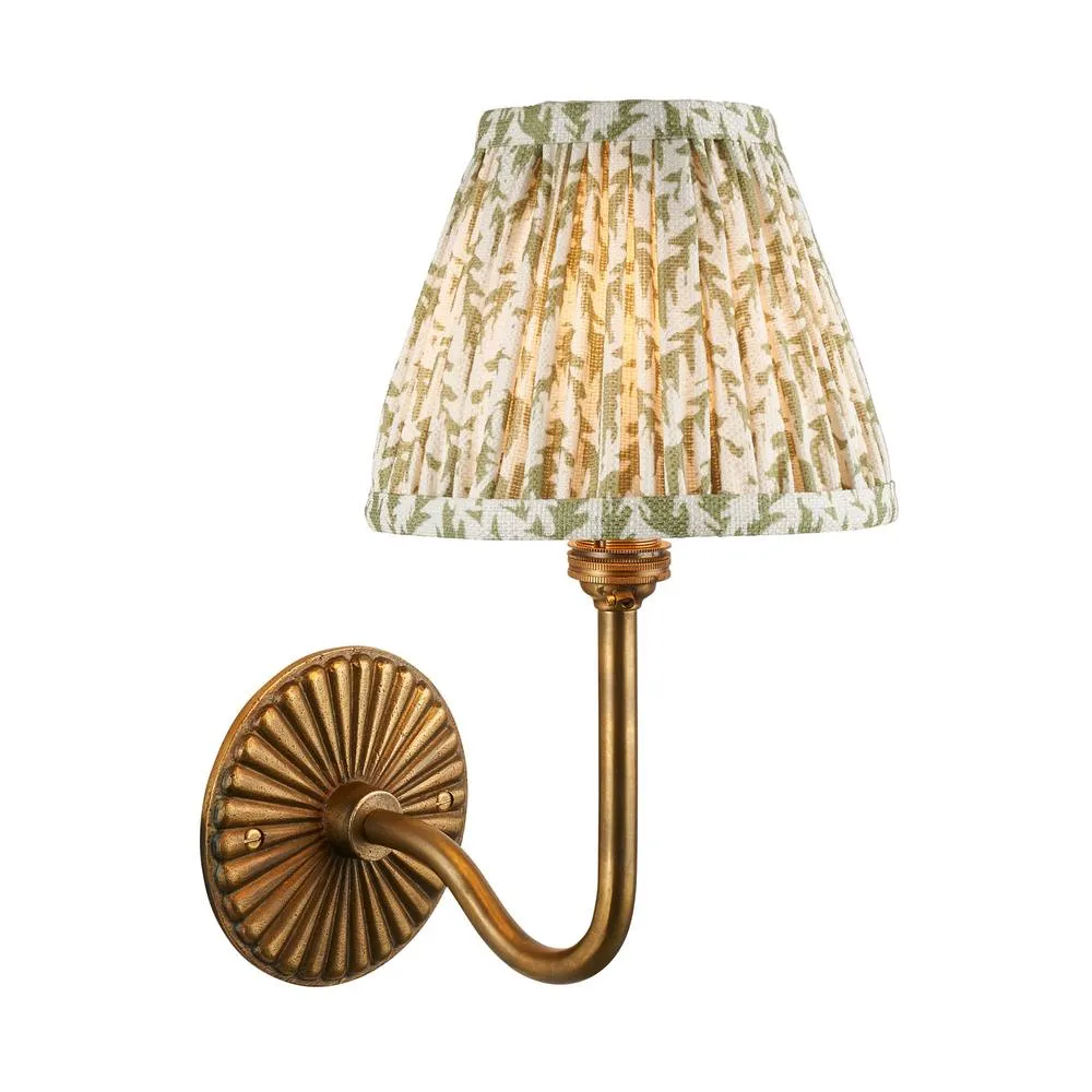 Netlighting Dahlia Swan & Leaf 16cm Wall Lamp Antique Brass Herb Garden Green in Gold