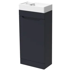 Wickes Malmo Indigo Blue Cloakroom Freestanding J Pull Vanity Unit & Basin - 850 x 400mm