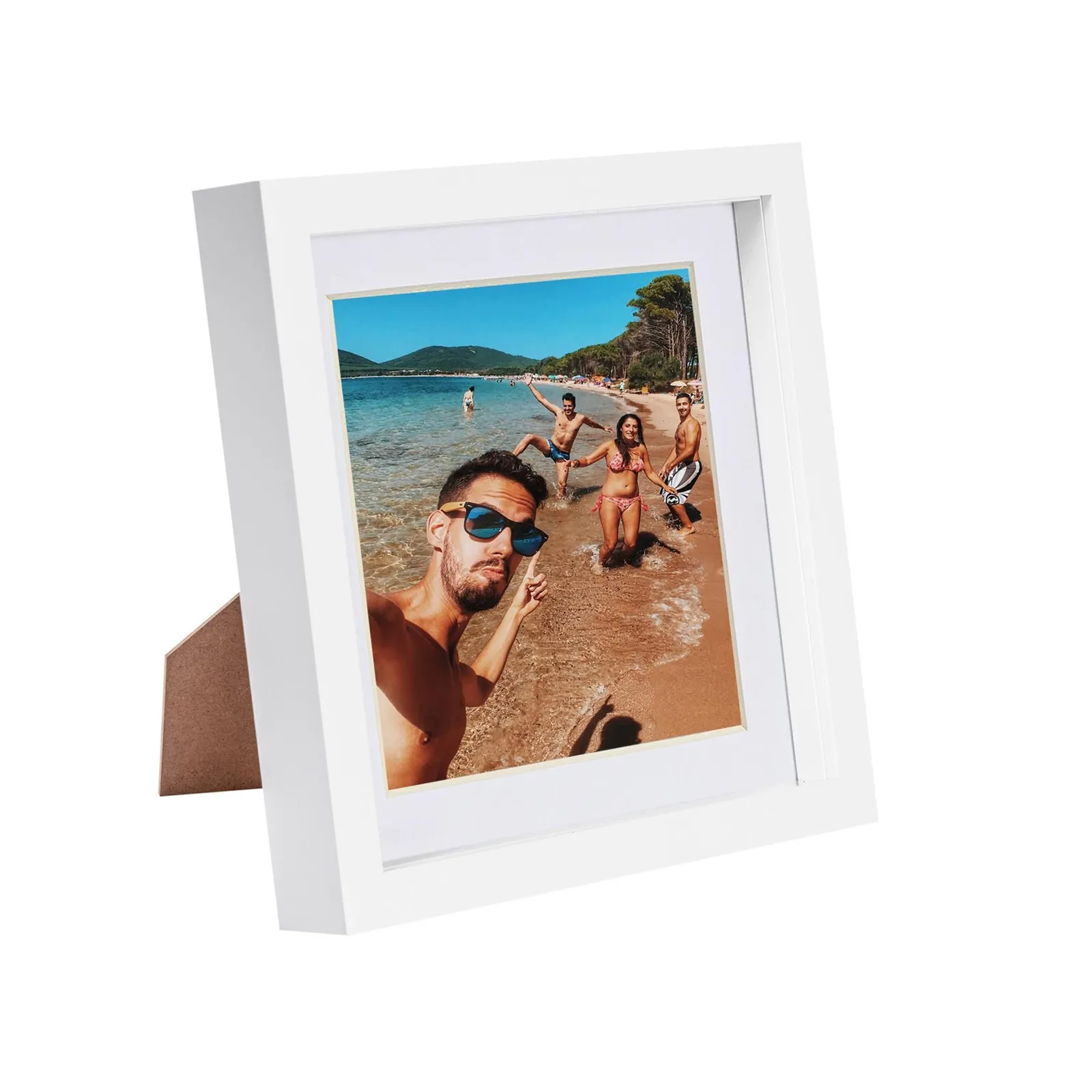 Nicola Spring 8" x 8" White 3D Box Photo Frame - 6" x 6" Mount