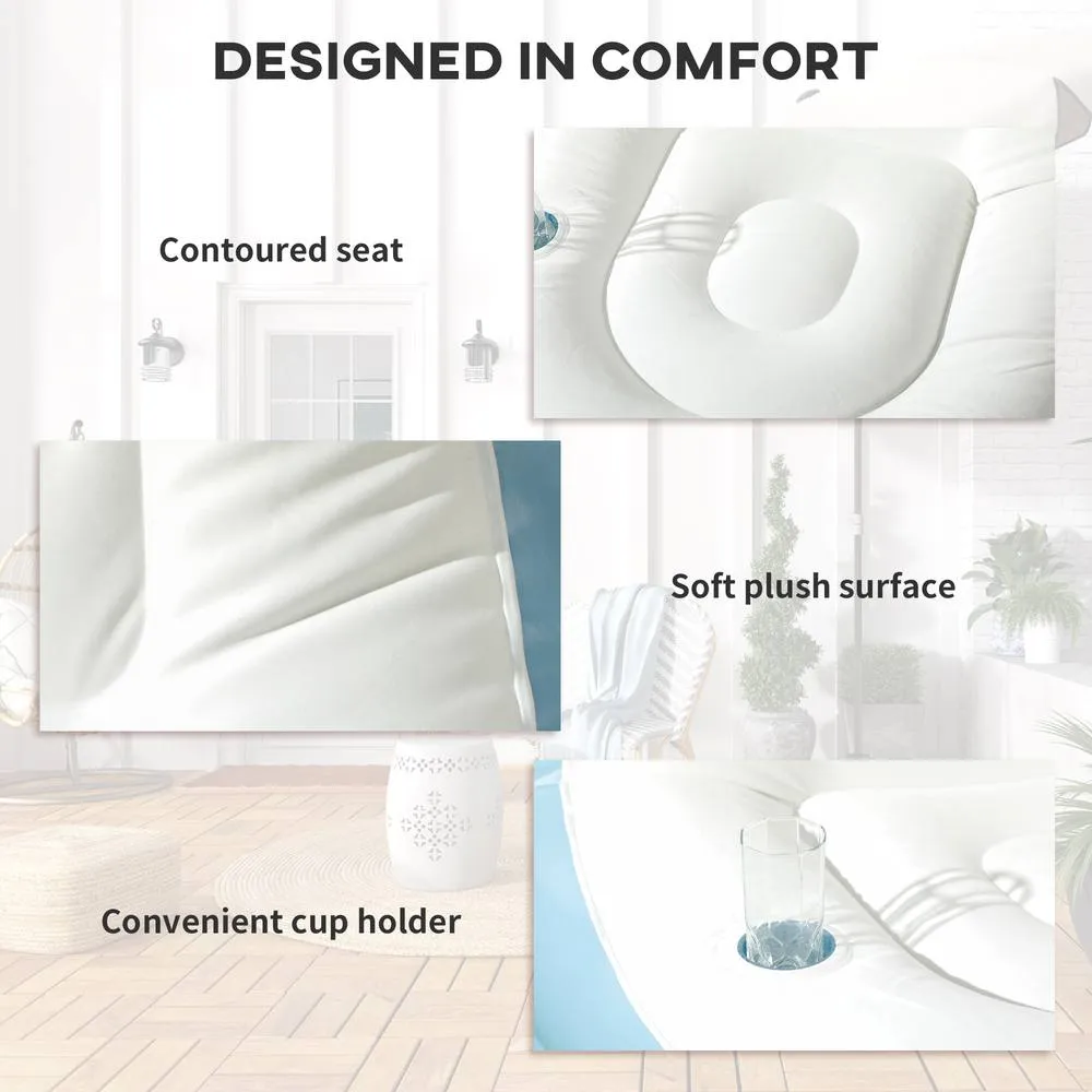OUTSUNNY Inflatable Chair & Footstool for Gaming, Reading, Watching in White 5