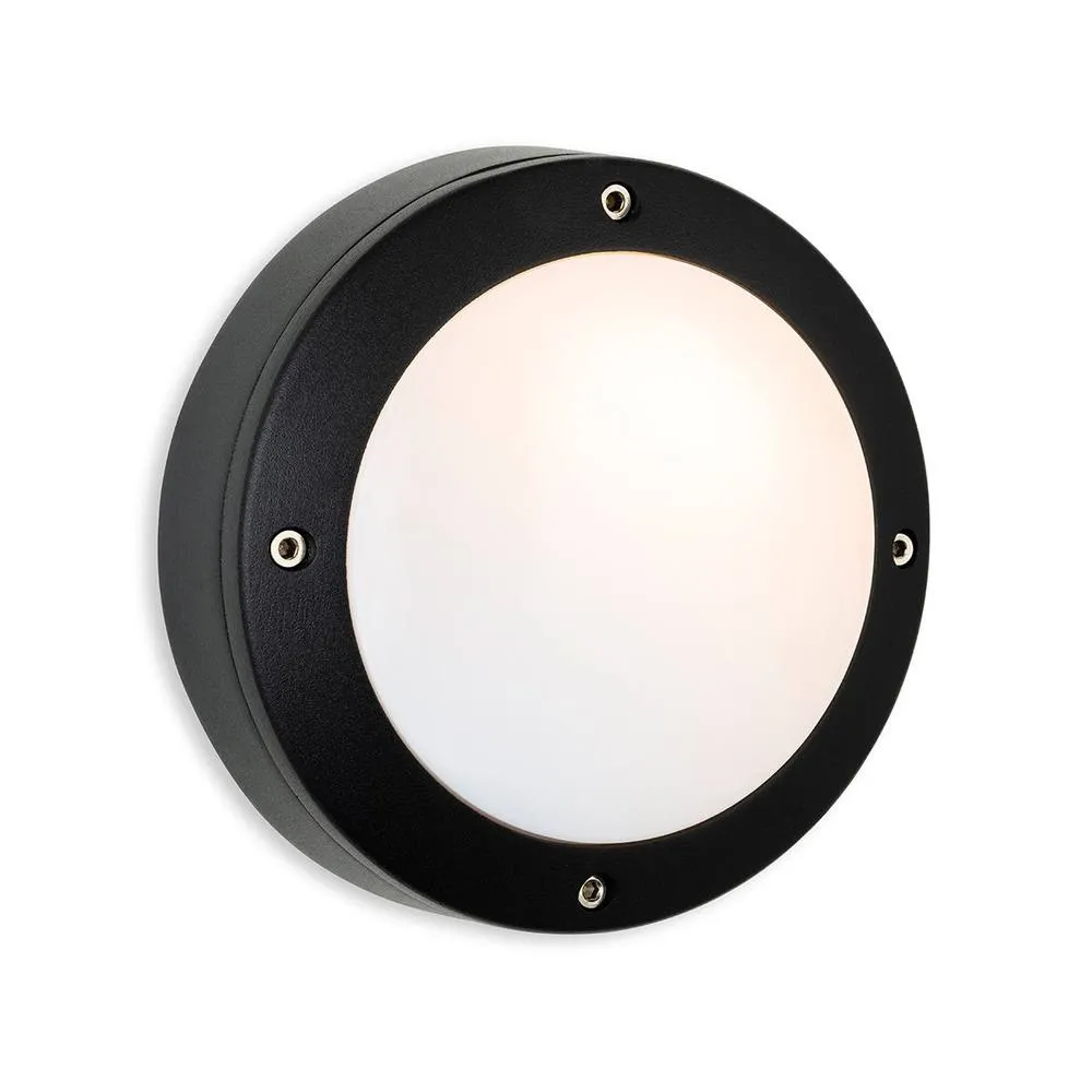 Netlighting Nova Wall Light Black with White Polycarbonate Diffuser IP44