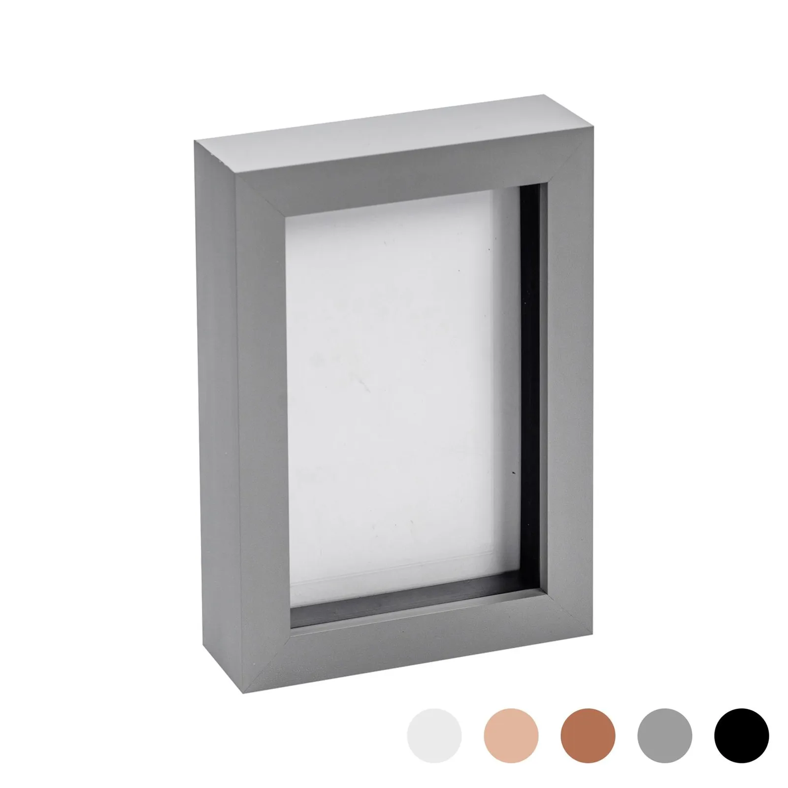 Nicola Spring 3D Box Photo Frame - 4 x 6" in Grey