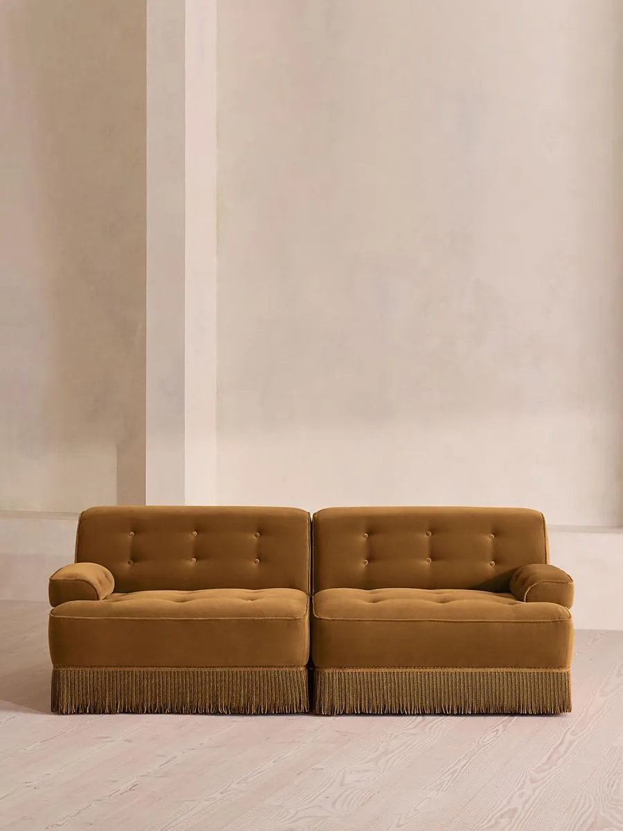 Elowen Modular Sofa, Three Seater, Velvet, Mustard