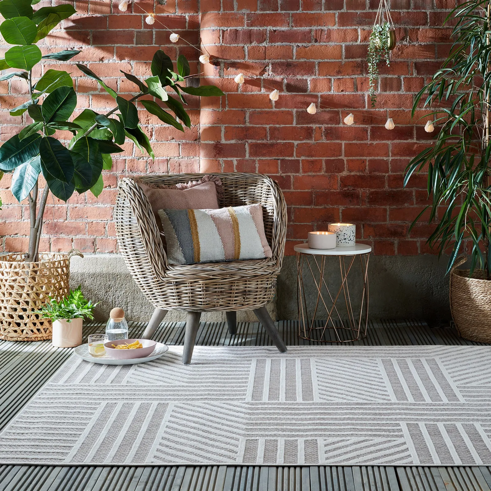 Blocks Indoor Outdoor Natural Rug Natural