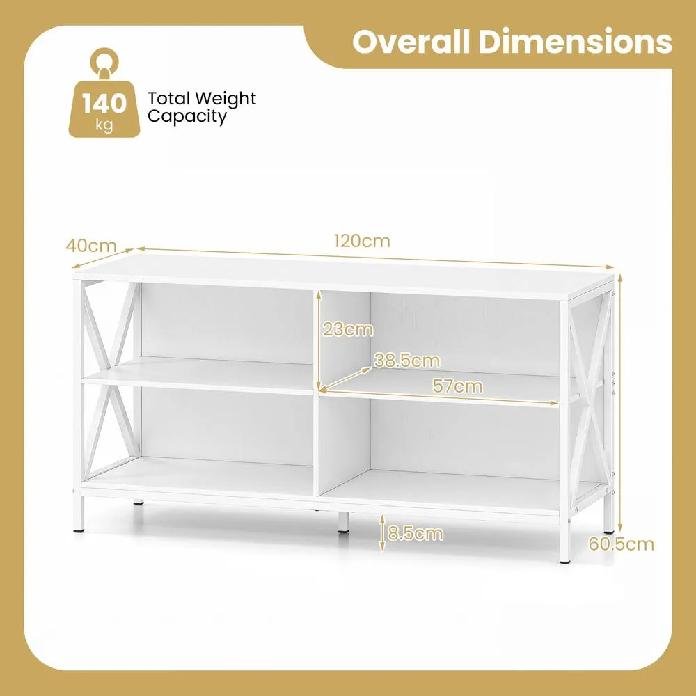 Costway TV Stand for TVs up to 55 Inch 120 CM White Shelf 2