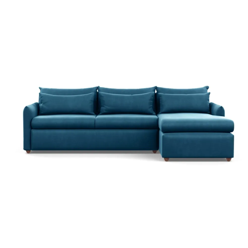 Heal's Pillow Large Right Hand Corner Chaise Varese Velvet Delft Chestnut