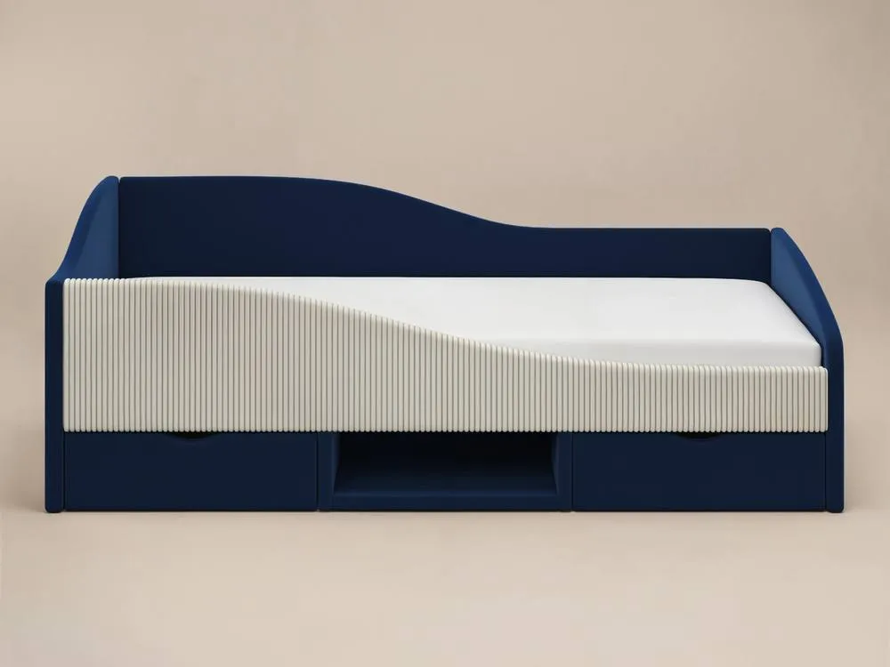 Flair Aubrey Velvet Storage Low Sleeper Bed with Beige Cord in Blue 5