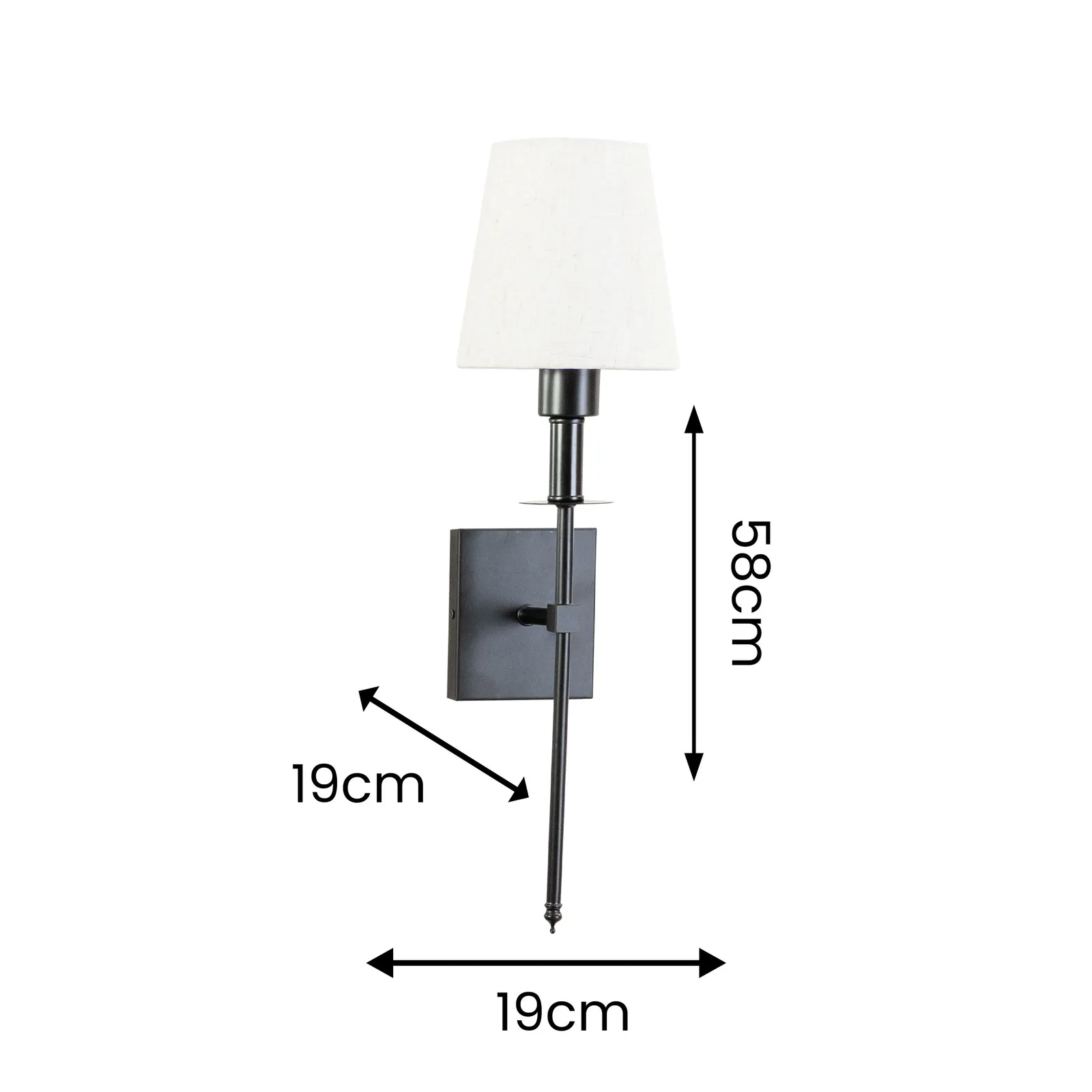 ValueLights Kincaid Set of 2 Rechargeable Easy Fit Dimmable Remote Control Wall Light with Shade in Black 5