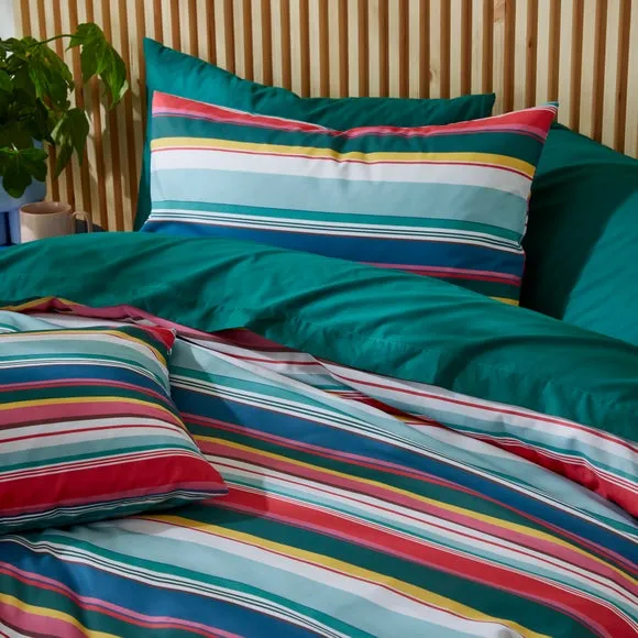 Elements Riley Stripe 100% Cotton Duvet Cover & Pillowcase Set 2