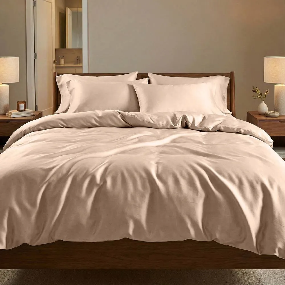 Bedable 100% Cotton Sateen Bedding Bundle 460 Thread Count - Duvet Cover + Fitted Sheet + 4 Pillowcases + Duvet + 4 Pillows