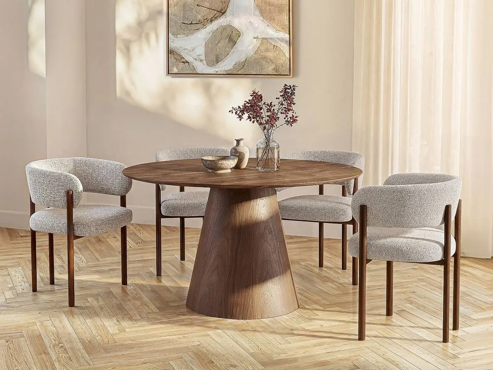 Vente-unique 4 - Seater Round Dining Table With - Dark Natural - ANTALIZA in Walnut 3