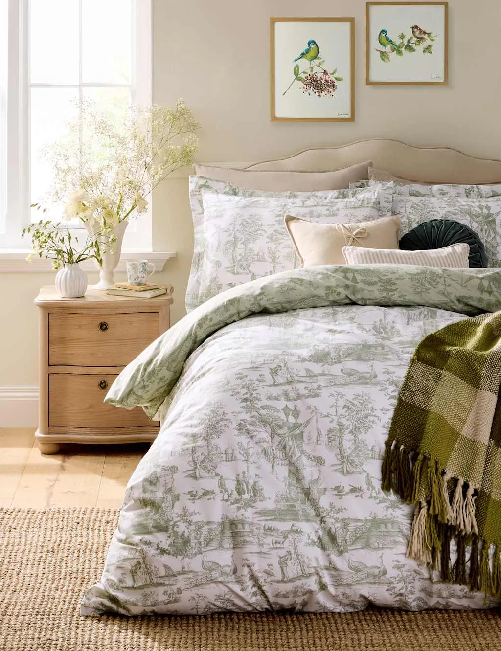 Laura Ashley Pure Cotton Braysmith Percale Bedding Set Green Mix
