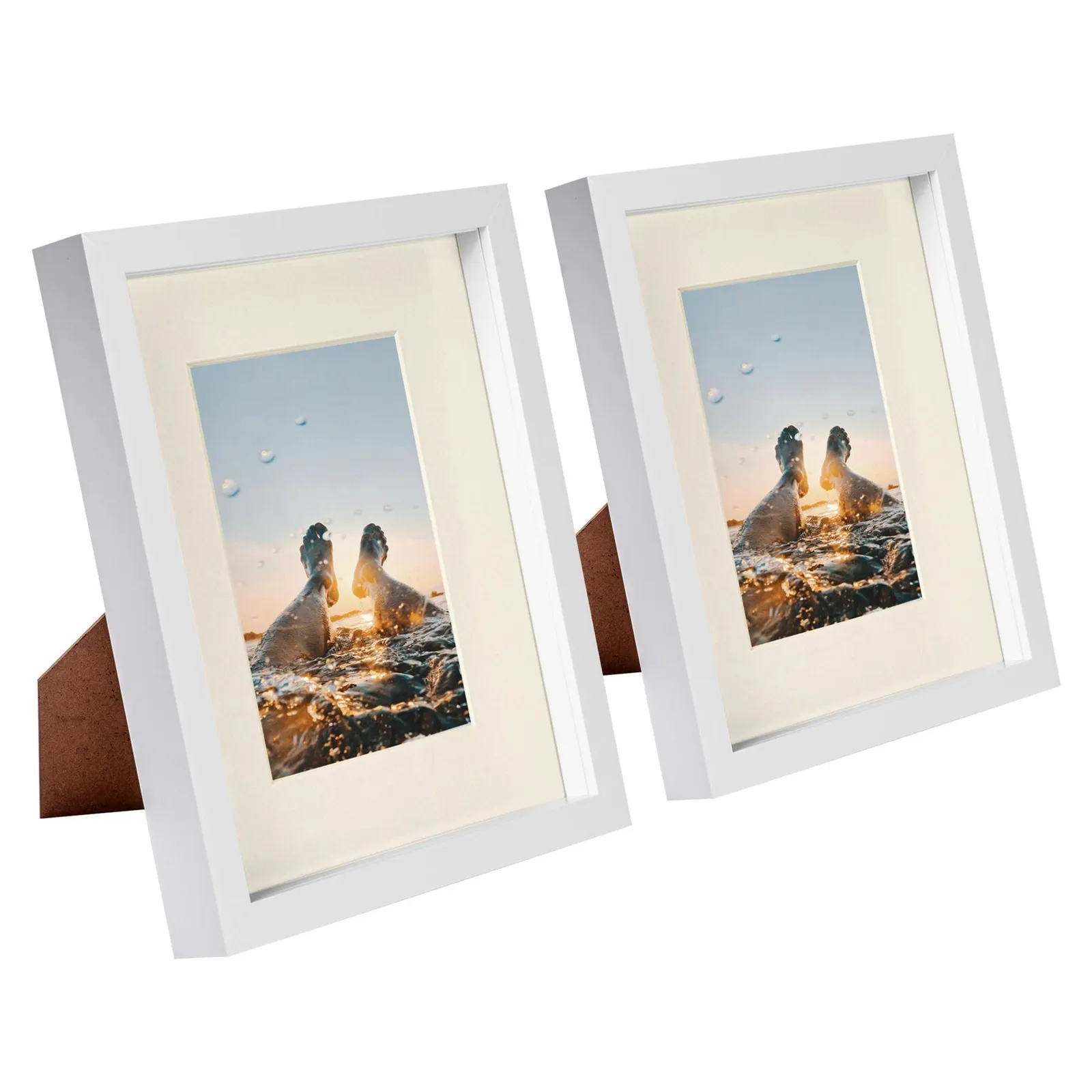 Nicola Spring 8x10" White 3D Box Photo Frames 4x6" - x2 in Ivory 1