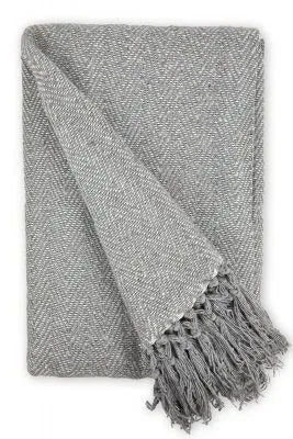 New Edge Blinds NewEdgeBlinds Hartley Collection Recycled Cotton Throw in Silver (90" x 100"), Grey
