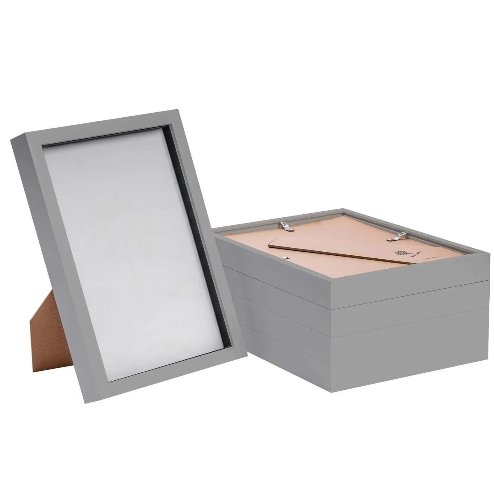 Nicola Spring 3D Box Photo Frames - A4 (8" x 12") - Grey - Pack of 5