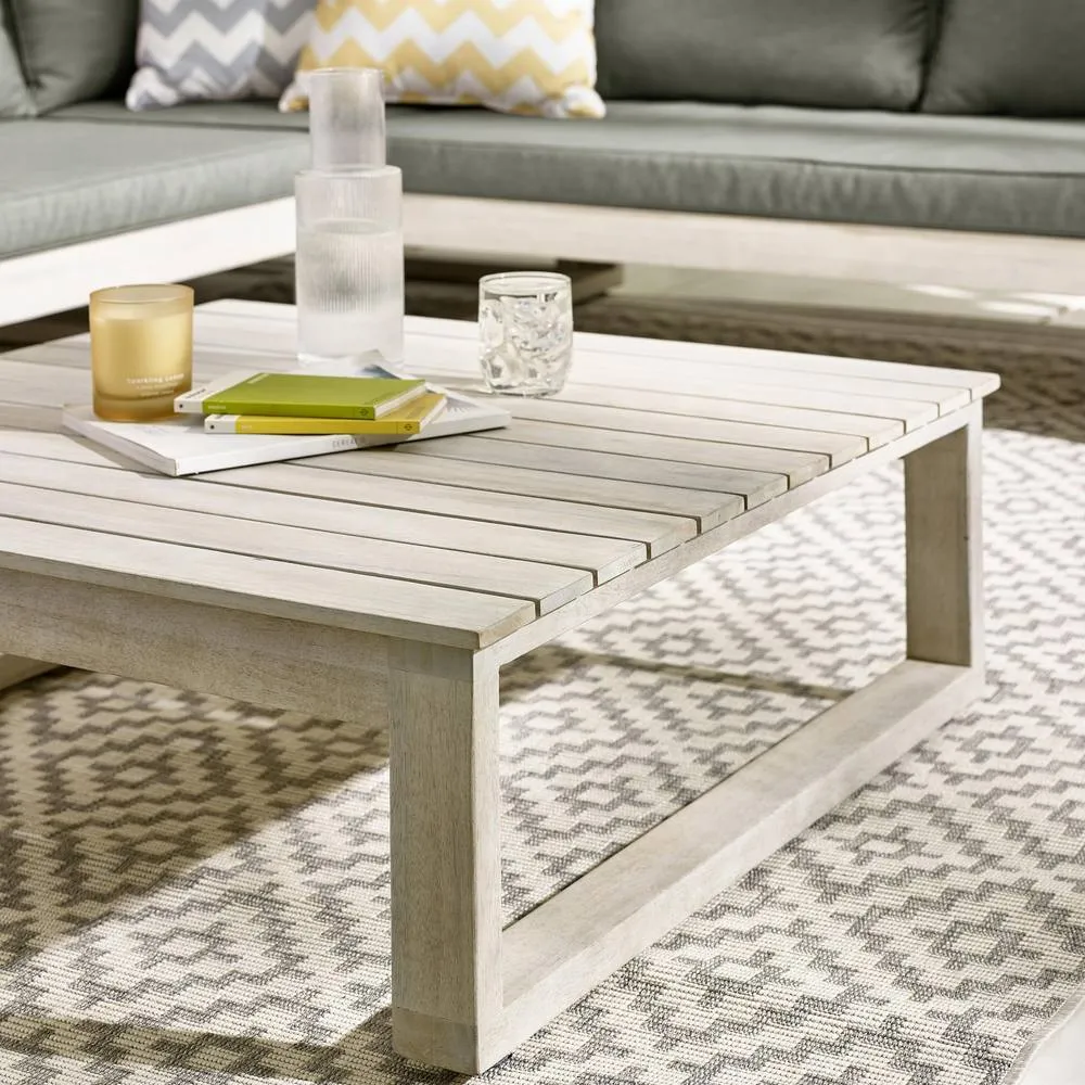 FurnitureboxUK Brisa Solid Wood 5 Seat Outdoor Sofa Set in Off-White 6