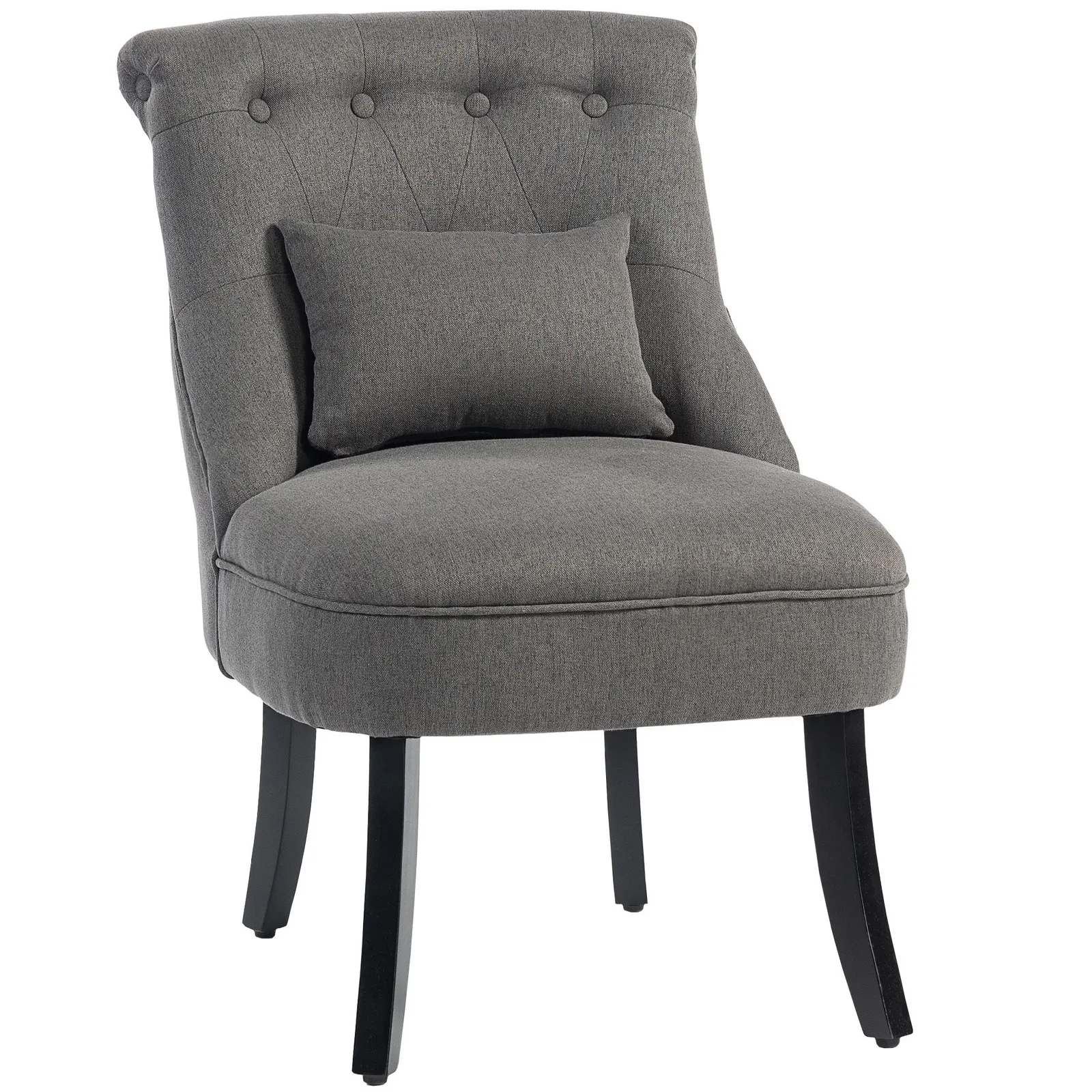HOMCOM Fabric Single Sofa Upholstered with Pillow Wood Leg Charcoal Grey in Dark Grey 2