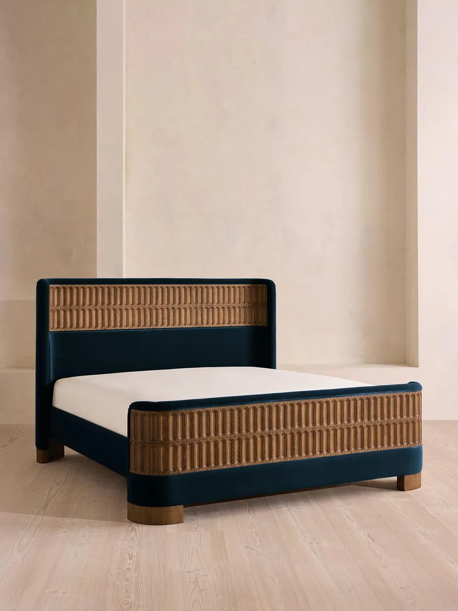 Devon Bed, King, Velvet, Royal Blue