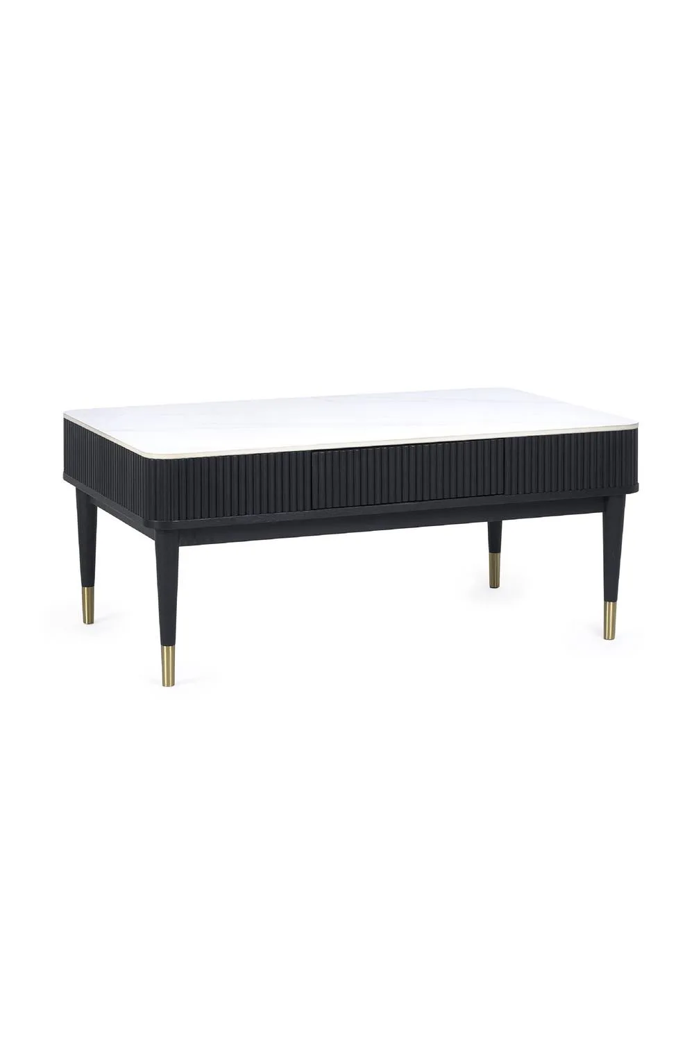 Julian Bowen Louis Fluted 2 Drawer Coffee Table in Black 2