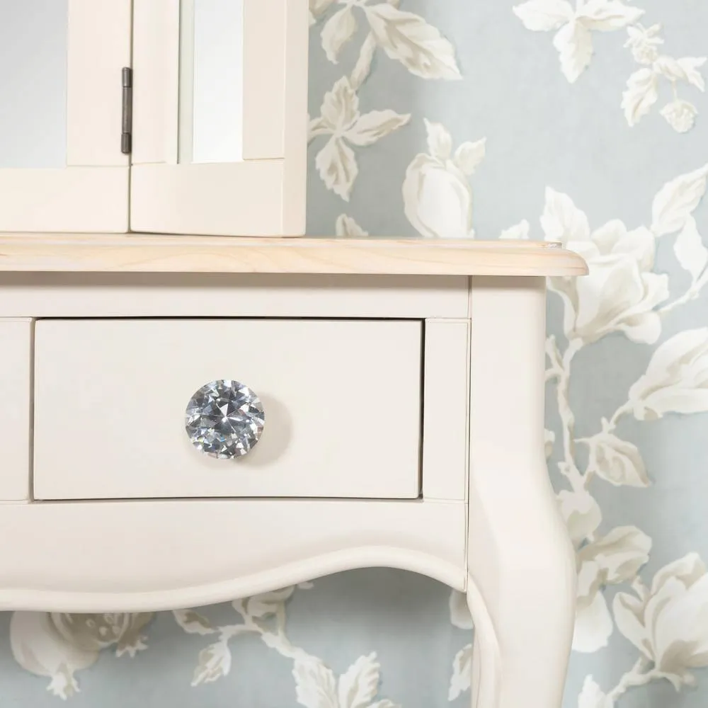 Statement Furniture Juliette Vintage Chic Dressing Table with Crystal Handles in Ivory 4