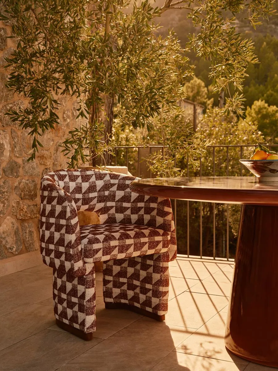 Morrell Outdoor Dining Chair, Geometric, Maroon