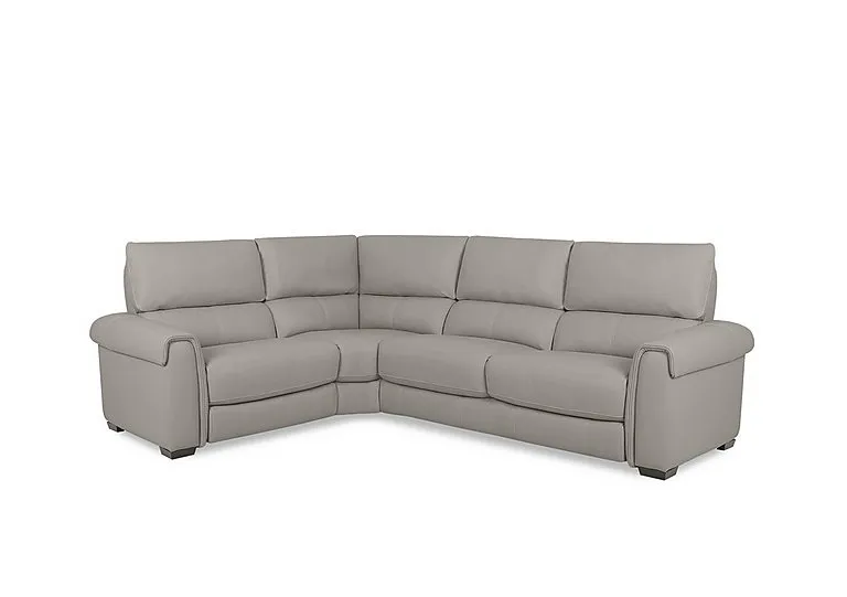 Nixon Leather Left Hand Facing Corner Sofa - Silver Grey