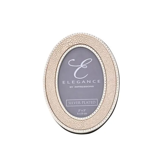 Elegance Metal Plated Faux Shagreen Oval Photo Frame 2