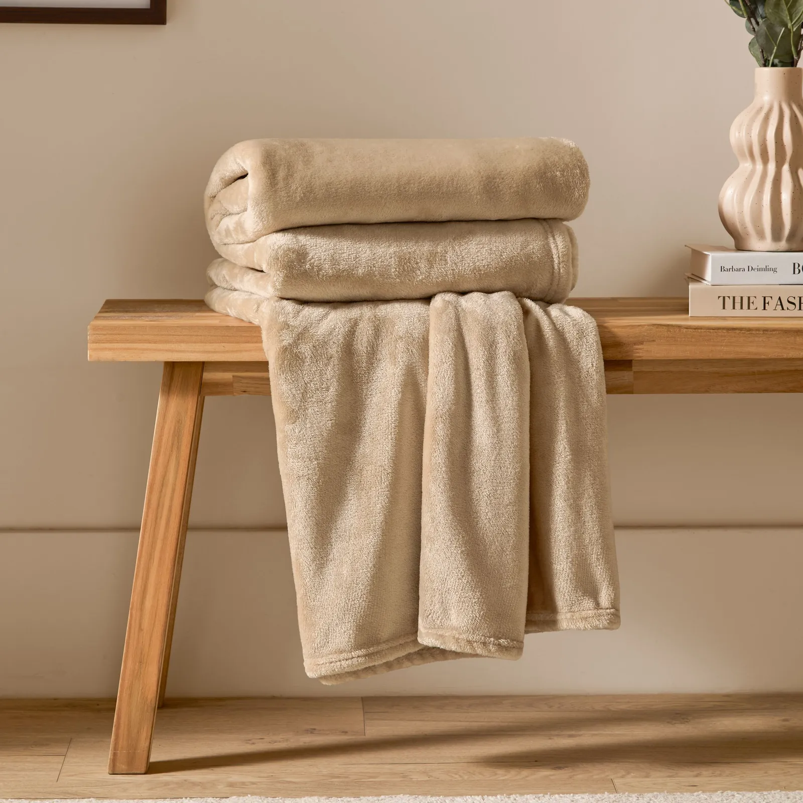 Furn Harrow Fleece Throw in Beige