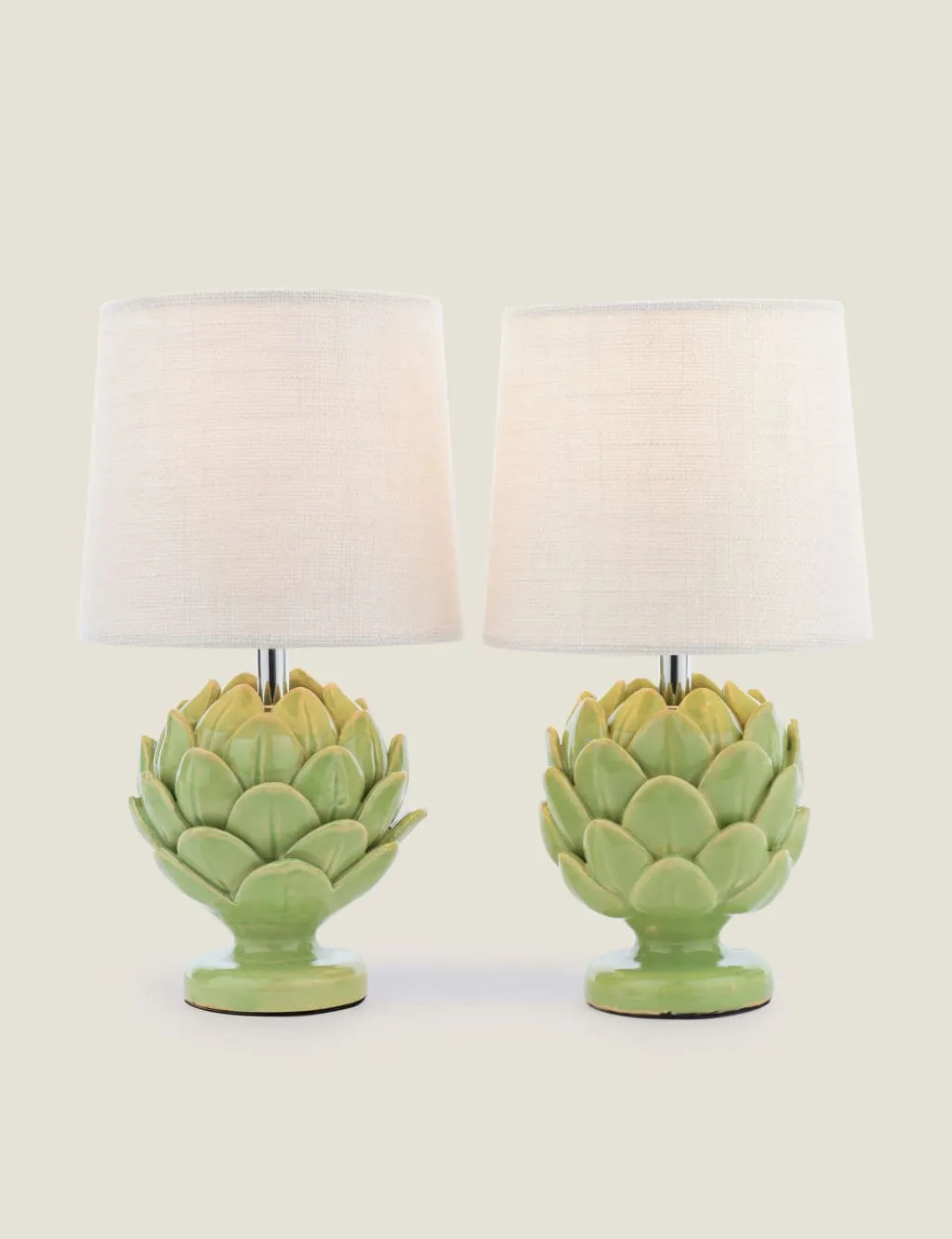 Laura Ashley Set of 2 Artichoke Ceramic Table Lamps Green