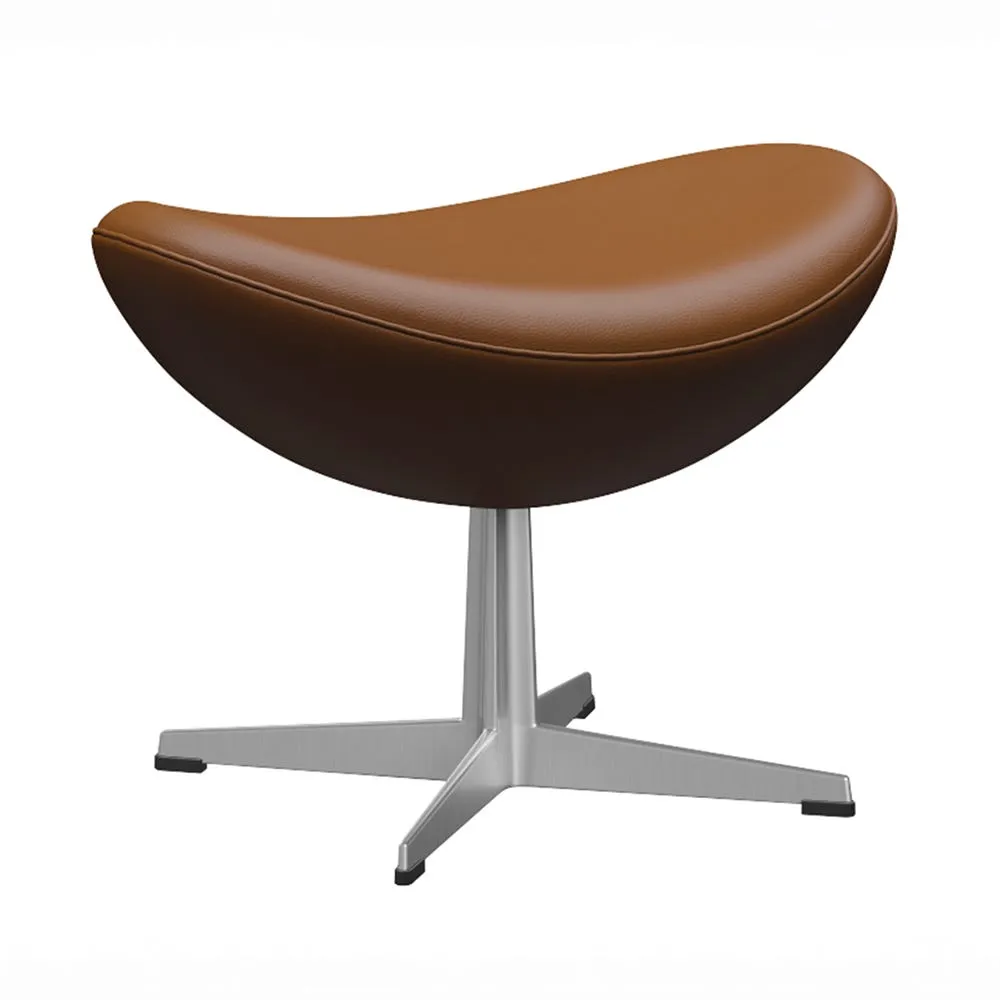 Fritz Hansen Egg Footstool Aura Leather Walnut Brushed Aluminium Legs 3