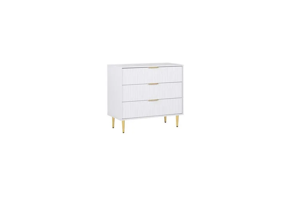 Birlea Zaza White 3 Drawer Chest Fluted Bedroom Storage 6