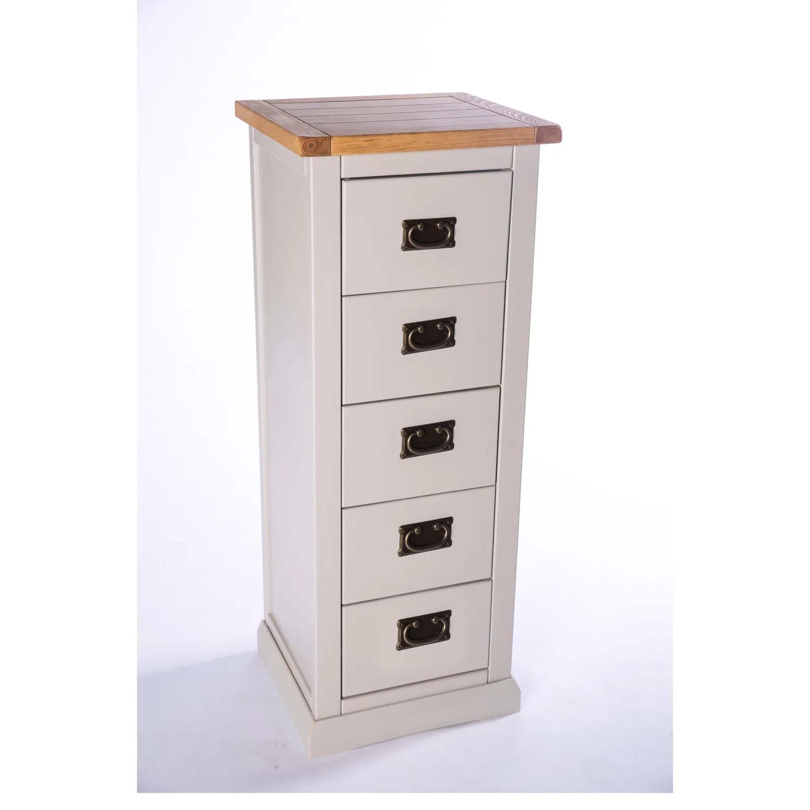 Cabinet Bits Loreo 5 Drawer Narrow Chest of Drawers Bras Drop Handle in Light Grey 3