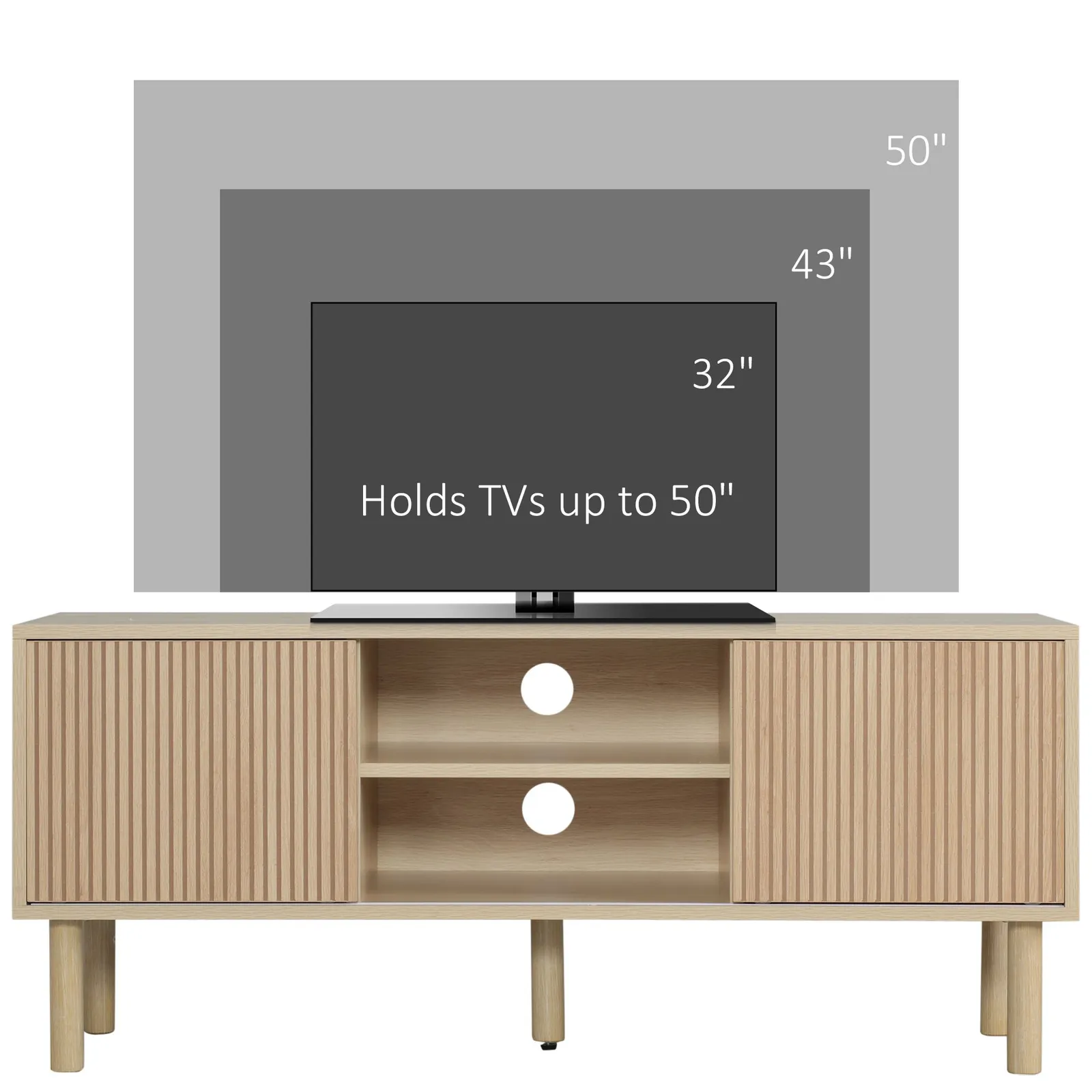 HOMCOM TV Stand Cabinet for TVs up to 50" with Sliding Doors, Natural 4