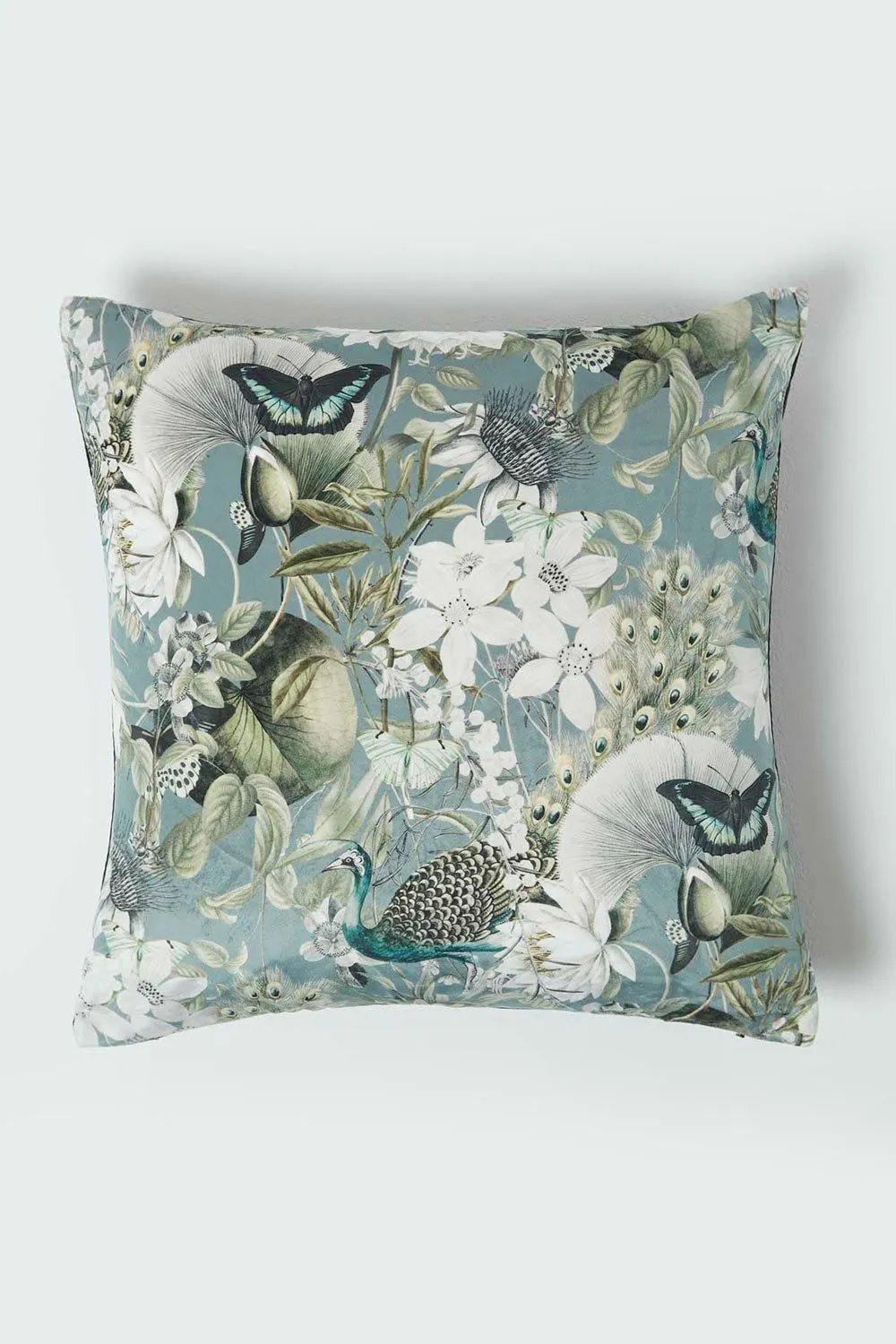 Homescapes Floral Butterfly Garden Grey Cushion 46 x 46 cm 1